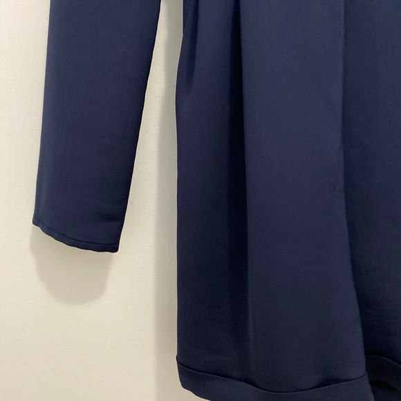 Navy silk long sleeve romper with pockets - Picture 8 of 11